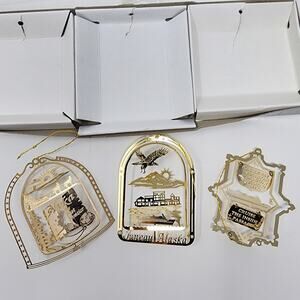 3 Alaska National Treasure 24K Gold Finish Brass laser cut Christmas Ornaments